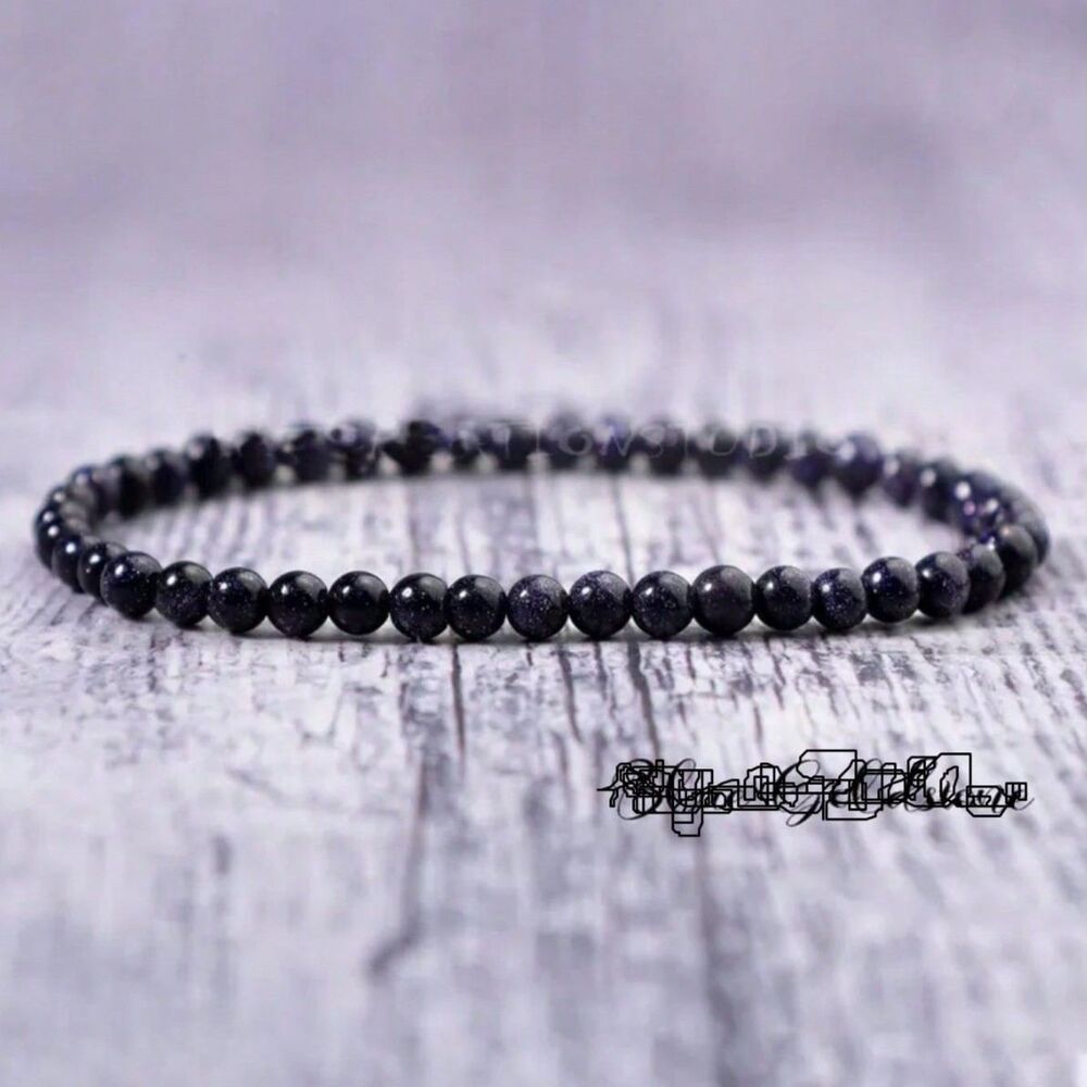 Natural Black Obsidian Beaded Stretch Bracelet 4mm Gemstone Healing Crystal